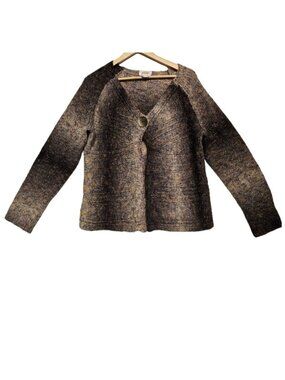 Vintage Talbots Mohair Wool Cardigan Sz L  Brown One Button Boxy Grandmacore
